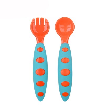 Baby Kitchen Fork Rubber Spoon/ TPE & PP Fork And Spoon For Baby