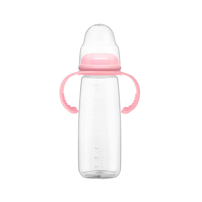 BPA free PP non-toxic silicone food grade printed logo baby accessories pp universal milk bottle with handle